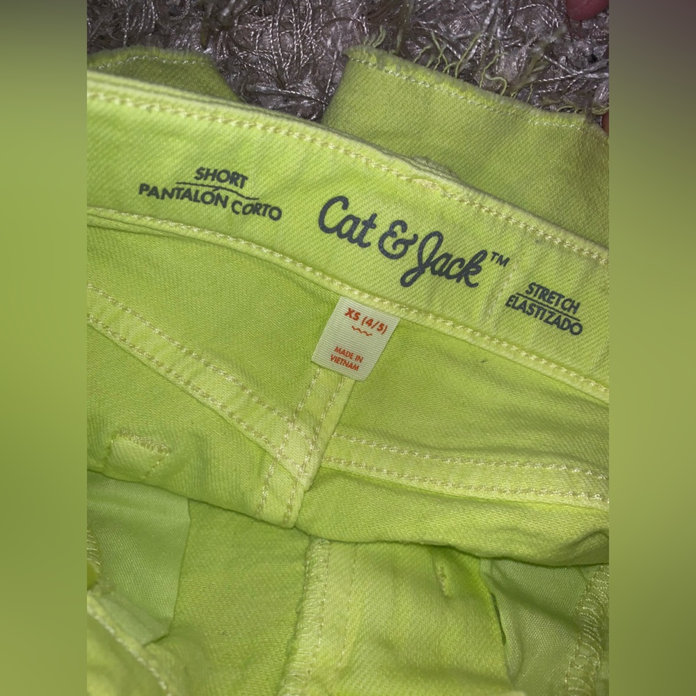 Cat & Jack Neon Lemon Stretch Jean Shorts size XS (4/5) NWT - Picture 3 of 4